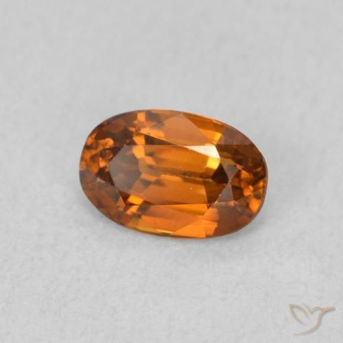 Zircone Arancione scuro naturale da 0.77 ct, Ovale, VVS-VS