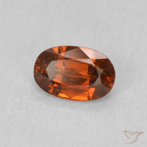 Zircone Arancione rossastra naturale da 0.82 ct, Ovale, VVS-VS