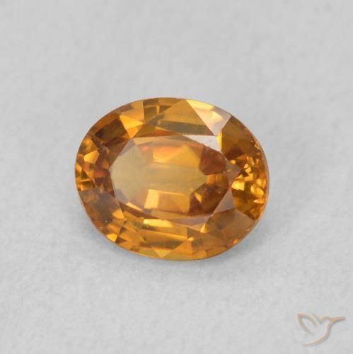 Zircone Arancio Medio naturale da 0.93 ct, Ovale, VVS-VS