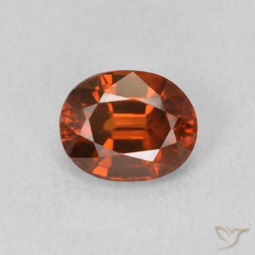 0.99ct Naturale Arancione scuro Zircone, Ovale, VVS-VS