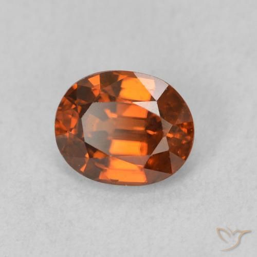 Zircone Arancione scuro naturale da 0.99 ct, Ovale, VVS-VS