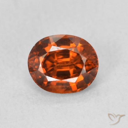 1.15ct Naturale Arancione rossastra Zircone, Ovale, VVS-VS