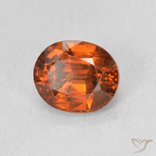 Zircone Arancione rossastra naturale da 1.15 ct, Ovale, VVS-VS