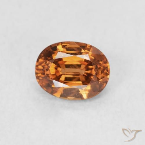 0.63ct Naturale Arancione scuro Zircone, Ovale, VVS
