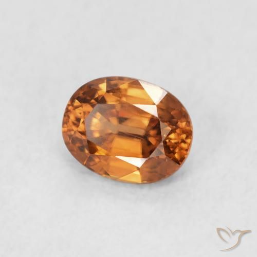 Zircone Arancione scuro naturale da 0.63 ct, Ovale, VVS