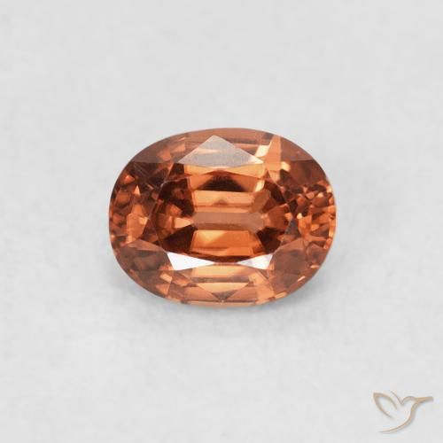 0.62ct Naturale Medium Dark-Orange Zircone, Ovale, VVS