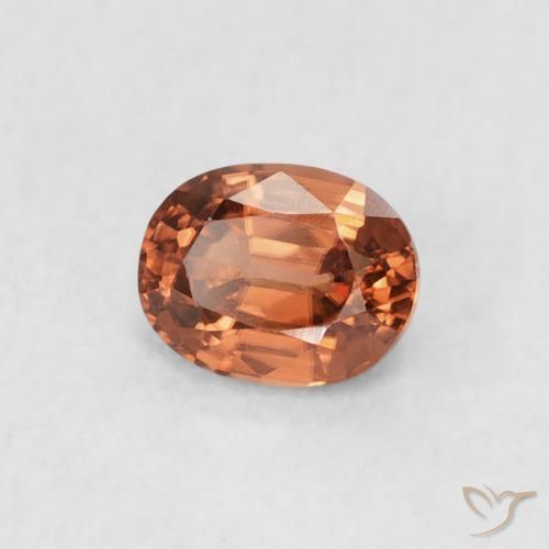 Zircone Medium Dark-Orange naturale da 0.62 ct, Ovale, VVS