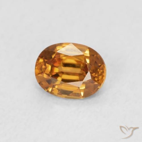 Zircone Arancione scuro naturale da 0.61 ct, Ovale, VVS
