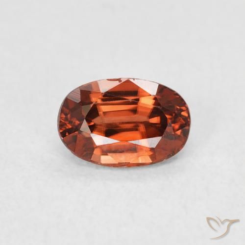 0.85ct Naturale Arancione rossastra Zircone, Ovale, VVS-VS