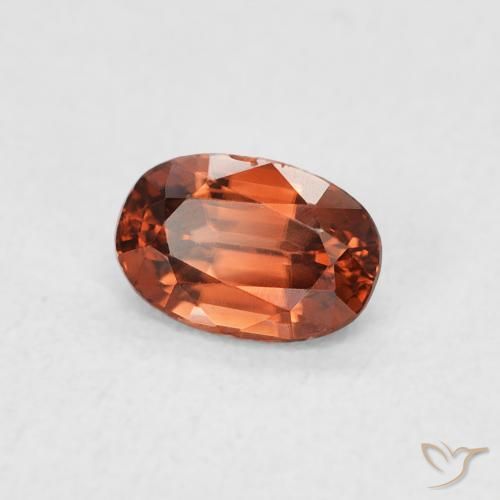 Zircone Arancione rossastra naturale da 0.85 ct, Ovale, VVS-VS