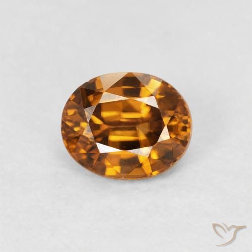 1.00ct Naturale Arancio Medio Zircone, Ovale, VVS-VS