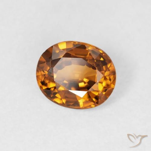 Zircone Arancio Terra naturale da 0.90 ct, Ovale, VVS-VS