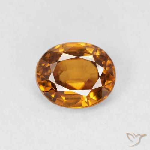1.00ct Naturale Arancio Medio Zircone, Ovale, VVS-VS
