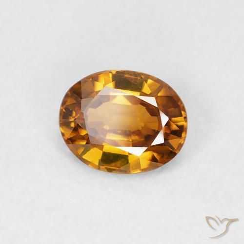 Zircone Marrone arancio naturale da 0.82 ct, Ovale, VVS-VS