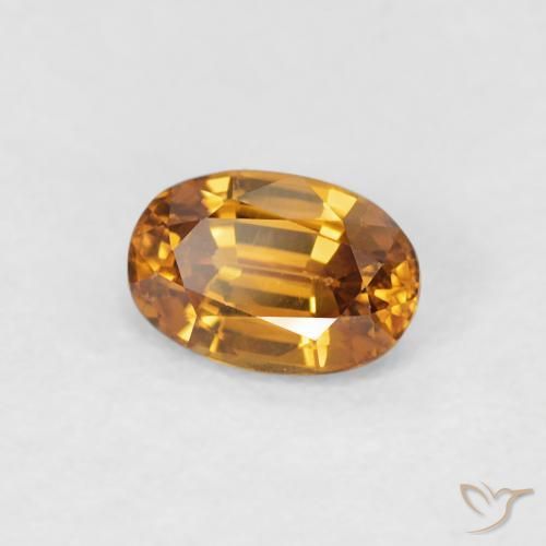 Zircone Arancio Medio naturale da 0.76 ct, Ovale, VVS-VS