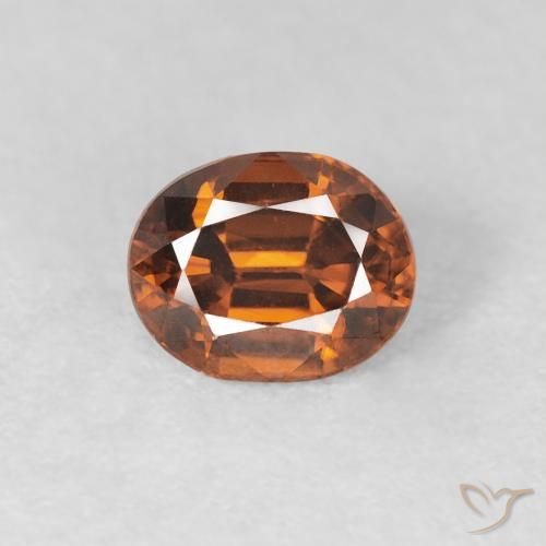 1.00ct Naturale Arancione scuro Zircone, Ovale, VVS