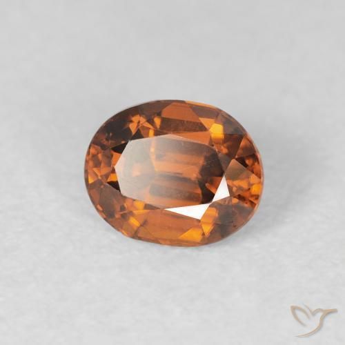 Zircone Arancione scuro naturale da 1.00 ct, Ovale, VVS