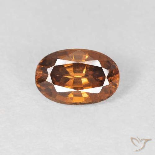 0.84ct Naturale Arancione scuro Zircone, Ovale, VVS-VS