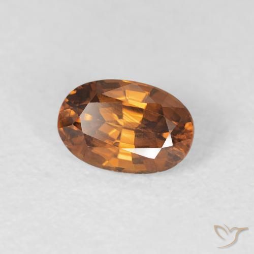 Zircone Arancione scuro naturale da 0.84 ct, Ovale, VVS-VS