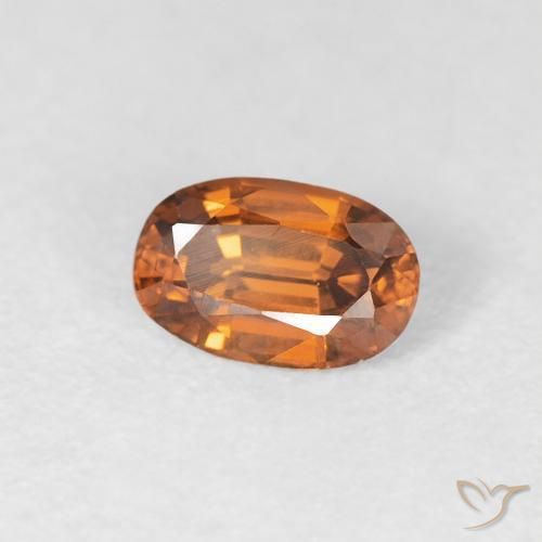 Zircone Arancione scuro naturale da 0.69 ct, Ovale, VVS