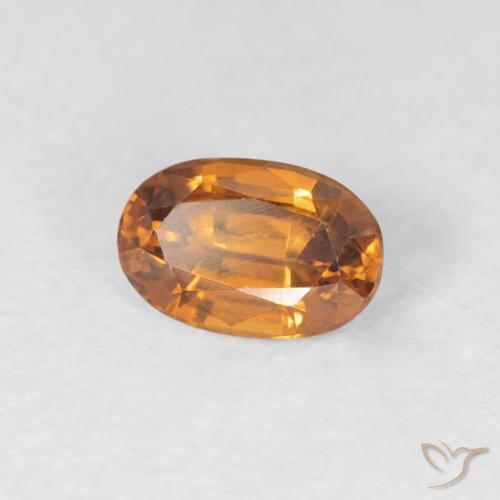 Zircone Arancione scuro naturale da 0.75 ct, Ovale, VVS