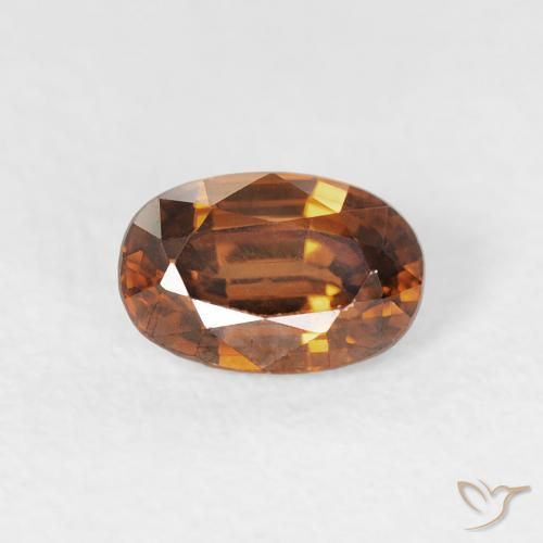 0.81ct Naturale Arancione marroncino Zircone, Ovale, VVS