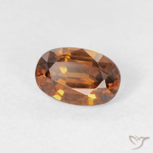 Zircone Arancione marroncino naturale da 0.81 ct, Ovale, VVS