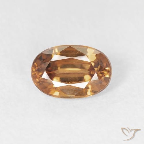 0.80ct Naturale Marrone arancio Zircone, Ovale, VVS