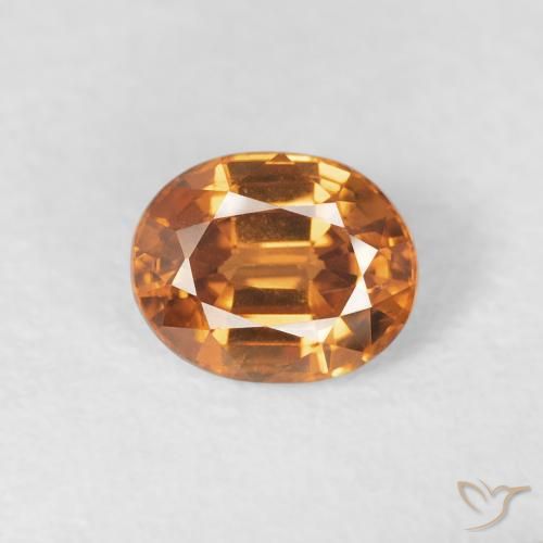 1.00ct Naturale Arancio Medio Zircone, Ovale, VS