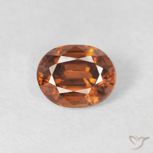 1.00ct Naturale Medium Dark-Orange Zircone, Ovale, VVS-VS