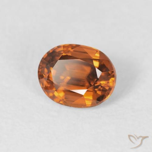 Zircone Medium Dark-Orange naturale da 1.00 ct, Ovale, VVS-VS