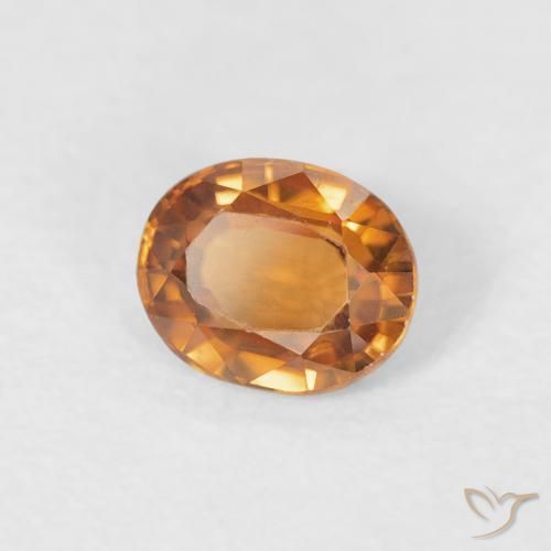 Zircone Arancione scuro naturale da 0.86 ct, Ovale, VVS-VS