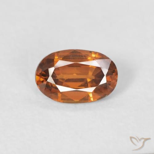 Zircone Medium Dark-Orange naturale da 0.68 ct, Ovale, VVS-VS