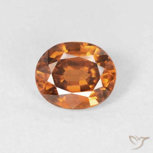 1.05ct Naturale Arancione scuro Zircone, Ovale, VVS-VS