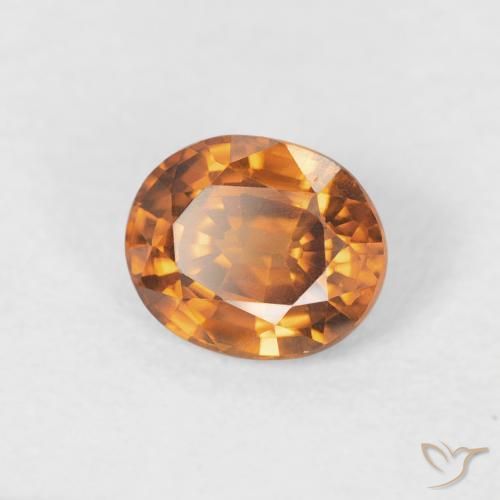 Zircone Arancione scuro naturale da 1.05 ct, Ovale, VVS-VS