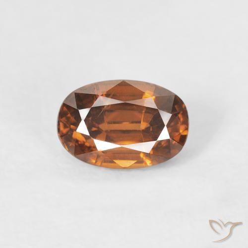 Zircone Arancio Terra naturale da 0.93 ct, Ovale, VVS-VS