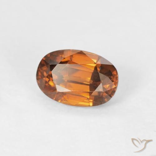 Zircone Arancio Terra naturale da 0.93 ct, Ovale, VVS-VS