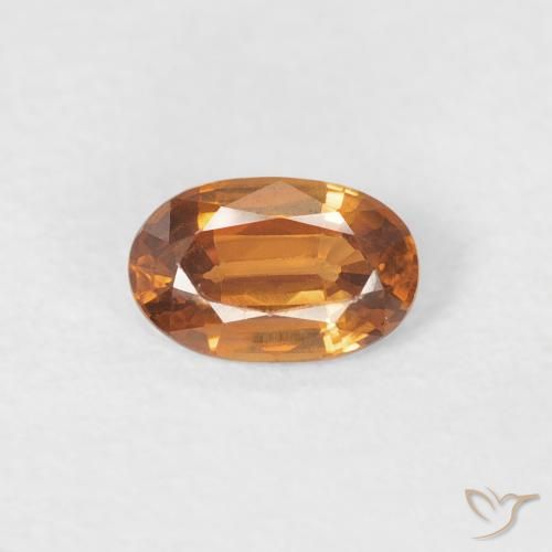 Zircone Arancio Medio naturale da 0.63 ct, Ovale, VVS-VS