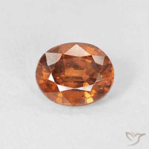 1.00ct Naturale Arancio Medio Zircone, Ovale, VVS-VS
