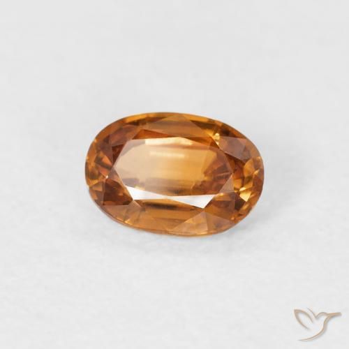 Zircone Arancio Medio naturale da 0.66 ct, Ovale, VVS-VS
