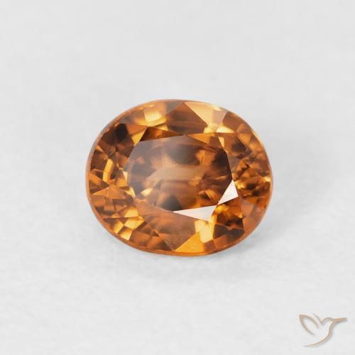 Zircone Arancio Medio naturale da 1.12 ct, Ovale, VVS-VS