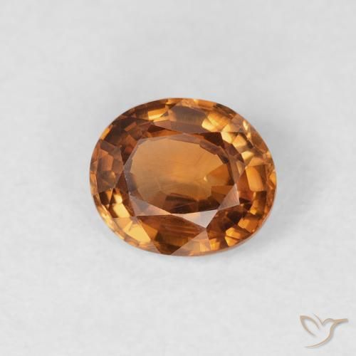 Zircone Arancio Terra naturale da 0.92 ct, Ovale, VVS-VS