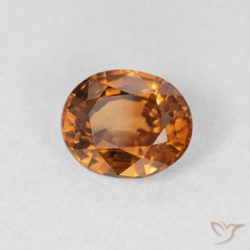 Zircone Arancione scuro naturale da 0.94 ct, Ovale, VVS