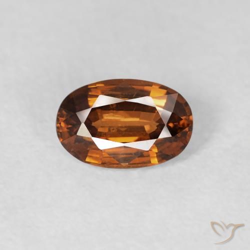 0.73ct Naturale Medium Dark-Orange Zircone, Ovale, VVS-VS