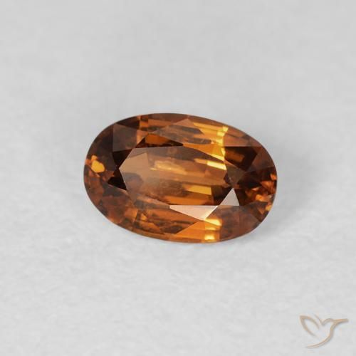 Zircone Medium Dark-Orange naturale da 0.73 ct, Ovale, VVS-VS