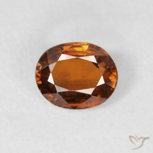 Zircone Medium Dark-Orange naturale da 0.98 ct, Ovale, VVS-VS