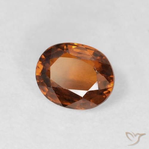 Zircone Medium Dark-Orange naturale da 0.98 ct, Ovale, VVS-VS