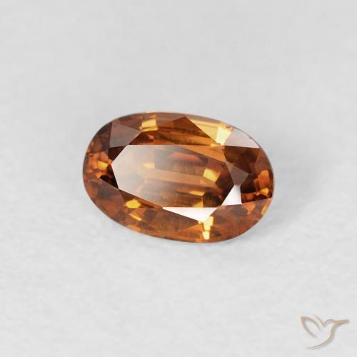 Zircone Arancione scuro naturale da 0.72 ct, Ovale, VS