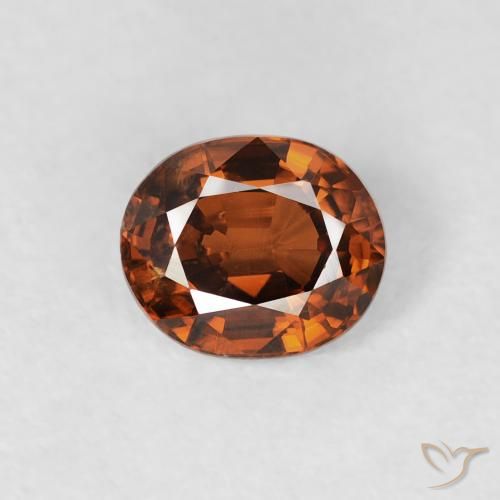 0.99ct Naturale Arancio brunastro intenso Zircone, Ovale, VS