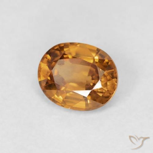 Zircone Marrone arancio naturale da 0.94 ct, Ovale, VVS-VS